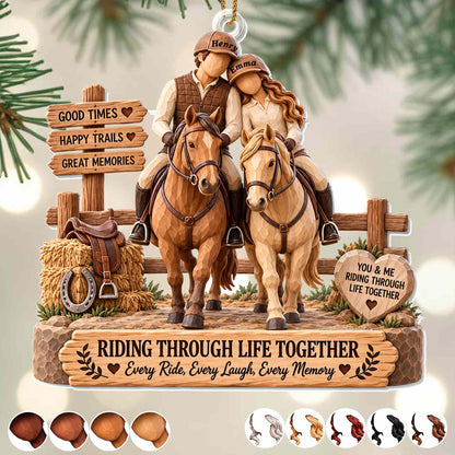 Good Times Happy Trails Riding Through Life Together With Horses - Personalized Custom Acrylic Ornament, Christmas Gift - CPL2271_ACO