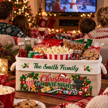Personalized Family Christmas Movie Watching Rope Snack Basket