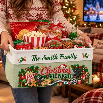 Personalized Family Christmas Movie Watching Rope Snack Basket