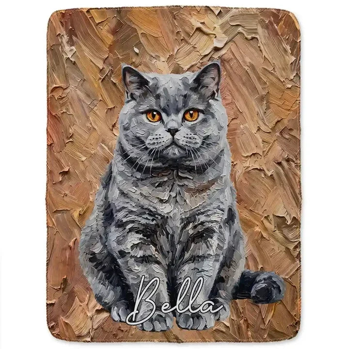 Personalized Oil Painting Sitting Dog Fleece Blanket