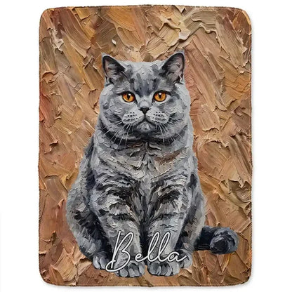 Personalized Oil Painting Sitting Dog Fleece Blanket