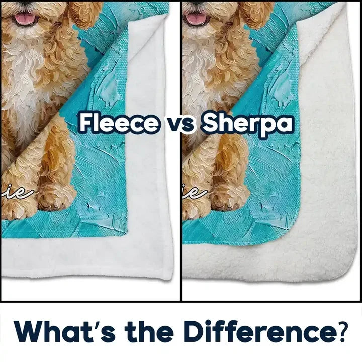 Personalized Oil Painting Sitting Dog Fleece Blanket