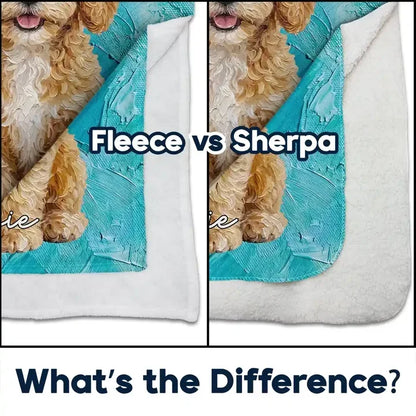 Personalized Oil Painting Sitting Dog Fleece Blanket