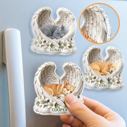 Custom Sleeping Pet Angel Acrylic Magnet
