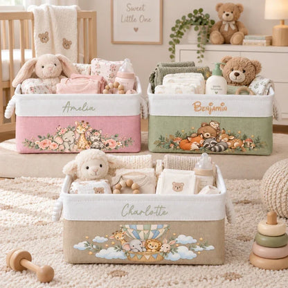 Personalized Watercolor Jungle Animals Rope Basket