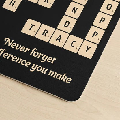 Personalized Retro Letter Tile Leather Desk Mat
