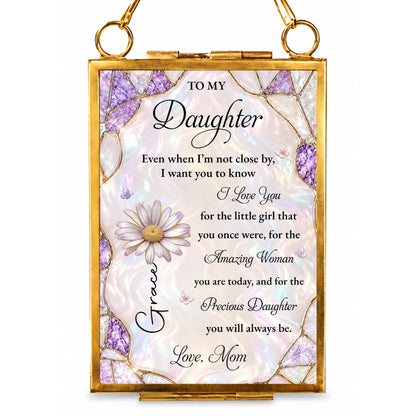 To My Daughter Amazing Woman Flower And Butterfly Stained Glass Style - Personalized Metal Frame Ornament - DAU576_GOFRO