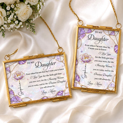 To My Daughter Amazing Woman Flower And Butterfly Stained Glass Style - Personalized Metal Frame Ornament - DAU576_GOFRO