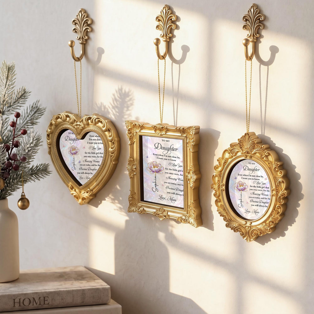 Personalized To My Daughter Flower Ornate Frame Ornament