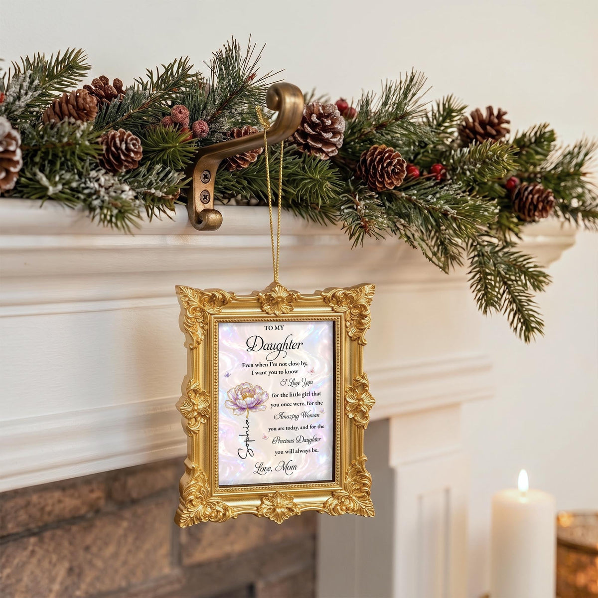 Personalized To My Daughter Flower Ornate Frame Ornament