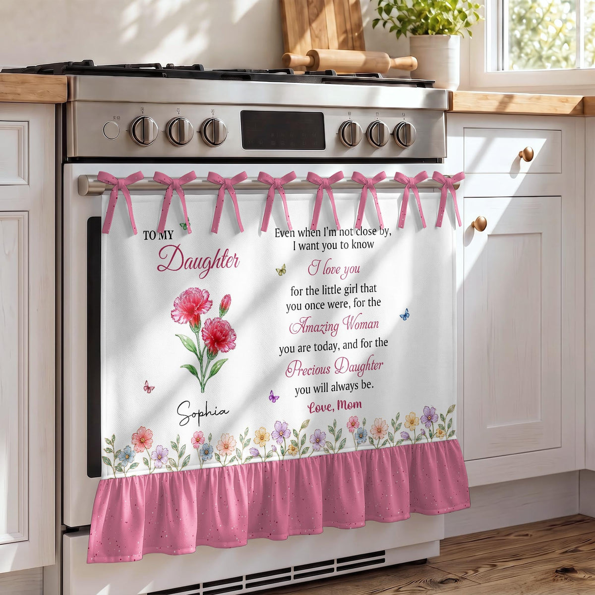Personalized Daughter Birth Month Flower Oven Skirt