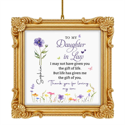 Personalized To My Daughter In Law Flowers Ornate Ornament