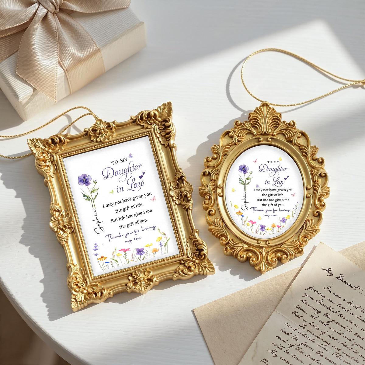 Personalized To My Daughter In Law Flowers Ornate Ornament