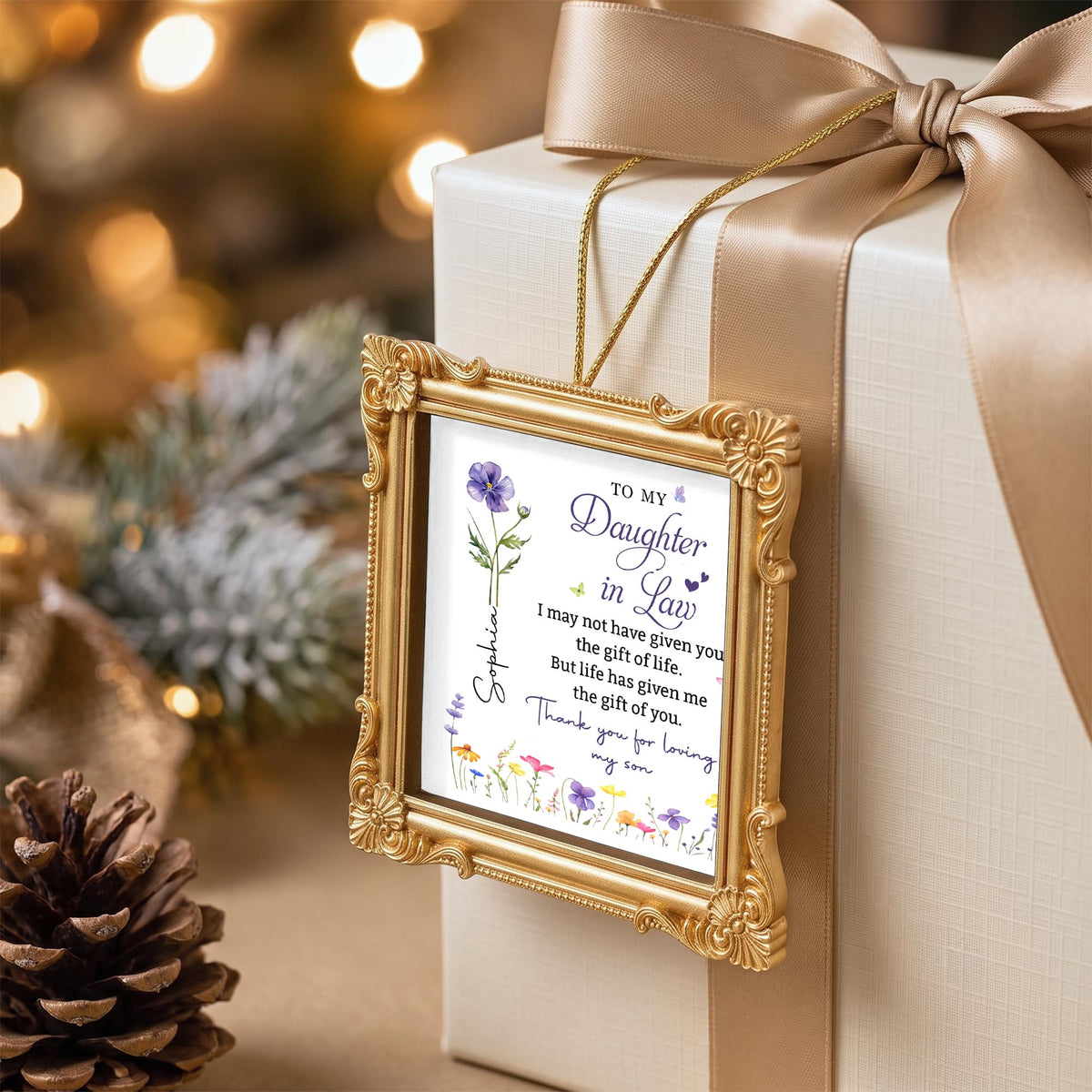 Personalized To My Daughter In Law Flowers Ornate Ornament