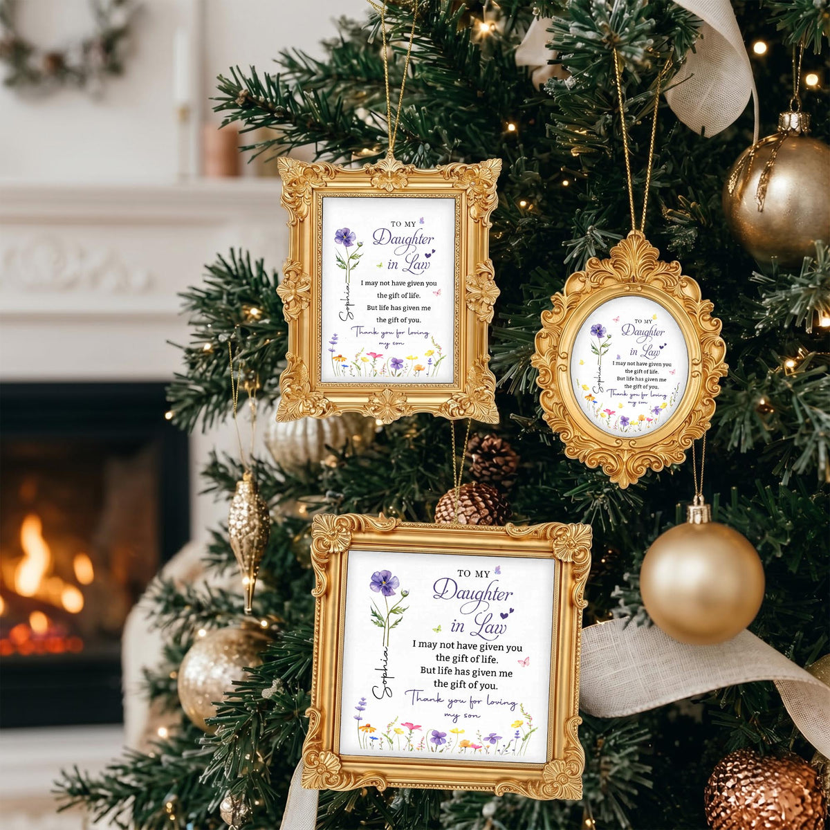 Personalized To My Daughter In Law Flowers Ornate Ornament