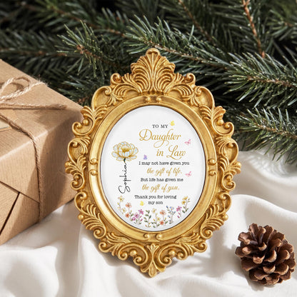 Personalized To My Daughter In Law Golden Flower Ornate Ornament