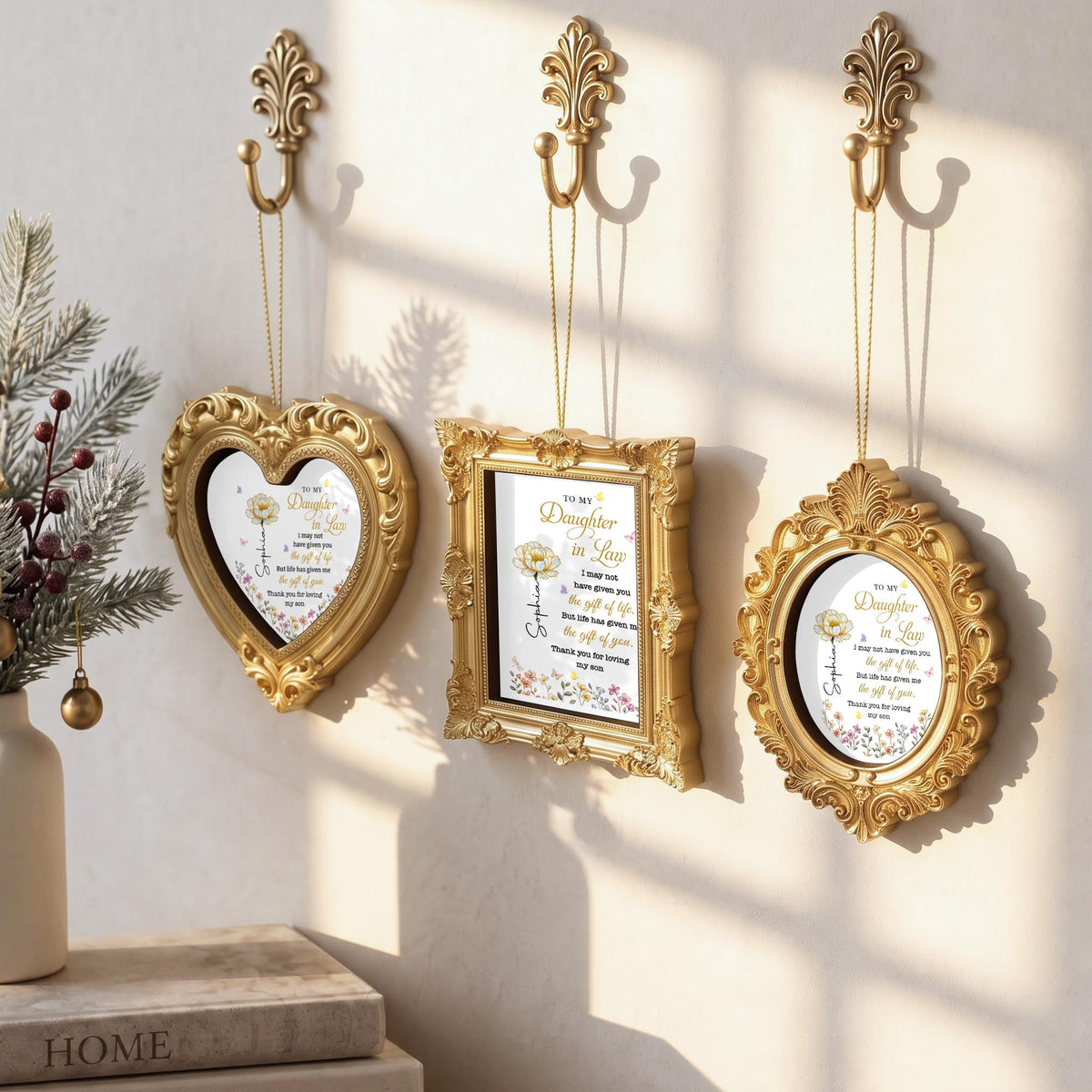 Personalized To My Daughter In Law Golden Flower Ornate Ornament