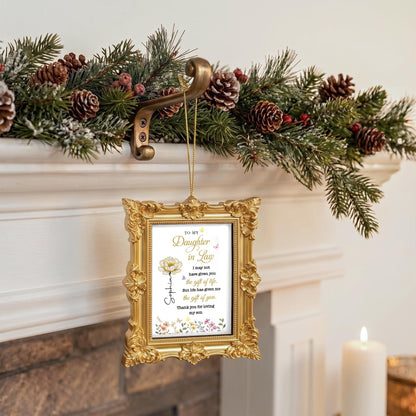 Personalized To My Daughter In Law Golden Flower Ornate Ornament