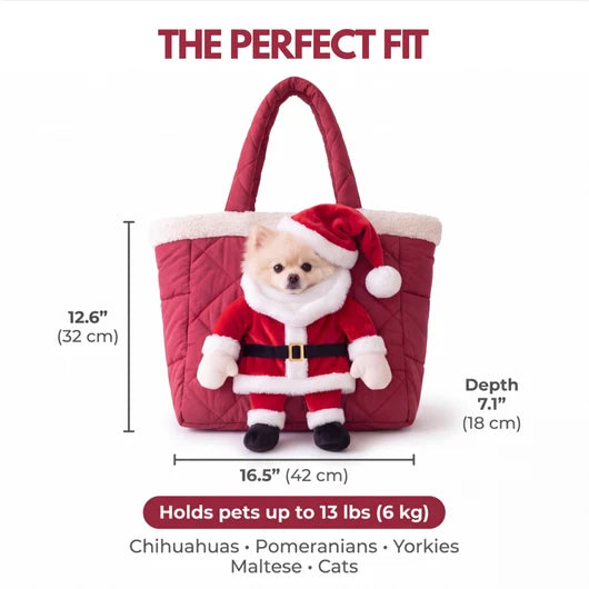 Personalized Santa Pet Carrier Bag For Dogs Cats