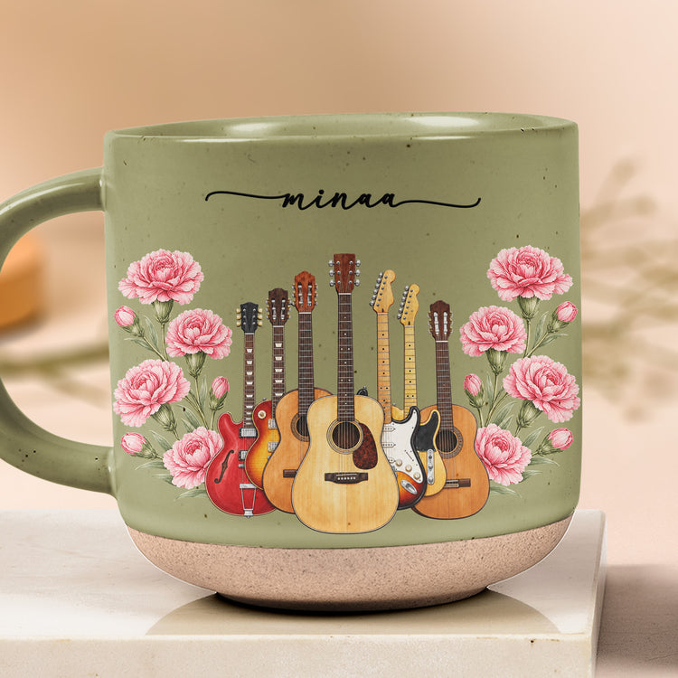 Custom Name & Birth Flower For Her Gift For Guitar Player - Personalized Mug