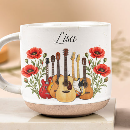 Custom Name & Birth Flower For Her Gift For Guitar Player - Personalized Mug