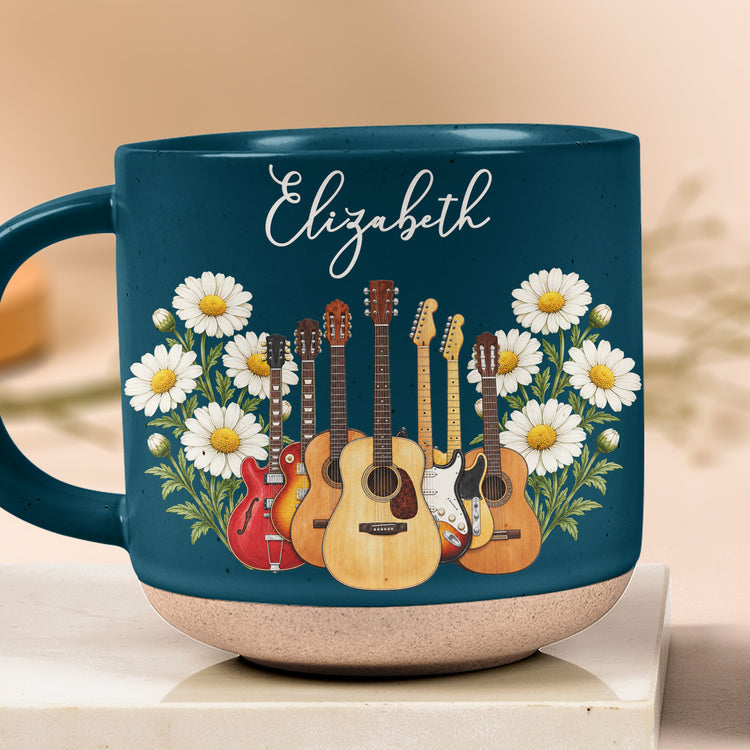 Custom Name & Birth Flower For Her Gift For Guitar Player - Personalized Mug