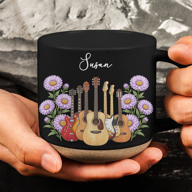 Custom Name & Birth Flower For Her Gift For Guitar Player - Personalized Mug