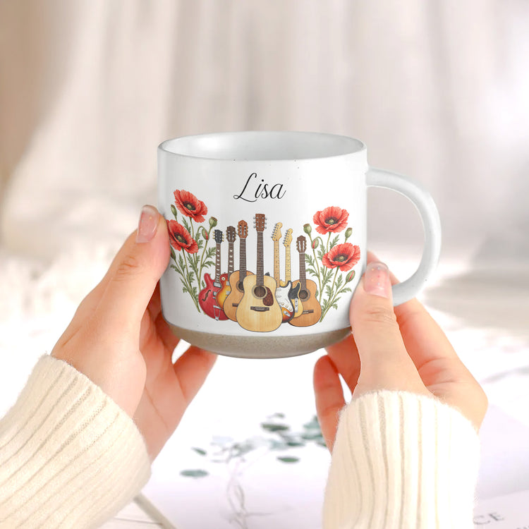 Custom Name & Birth Flower For Her Gift For Guitar Player - Personalized Mug
