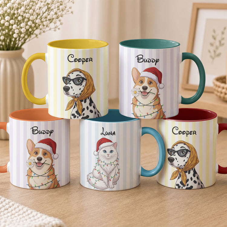 Custom Pet Cartoon Portrait Mug Pet Lover Gift - Personalized Mug