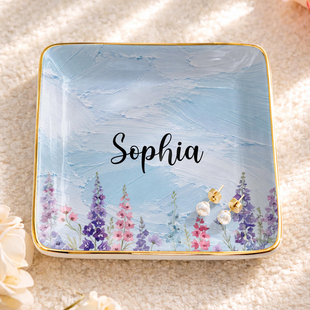 Personalized Birth Month Flower Jewelry Dish