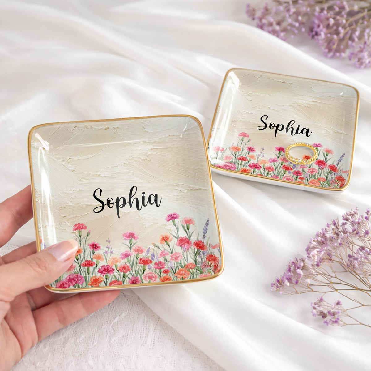 Personalized Birth Month Flower Jewelry Dish