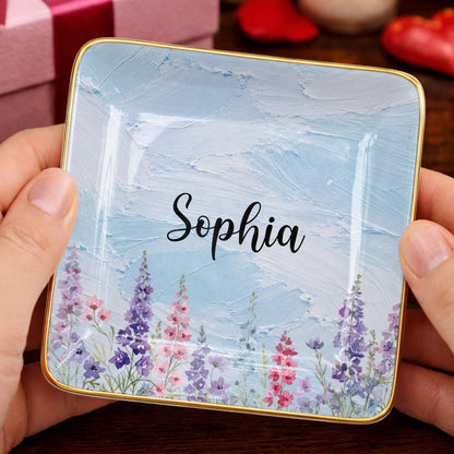 Personalized Birth Month Flower Jewelry Dish