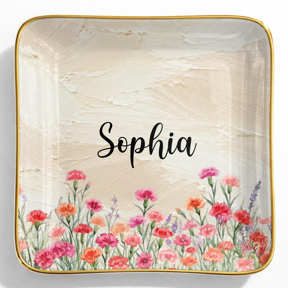 Personalized Birth Month Flower Jewelry Dish
