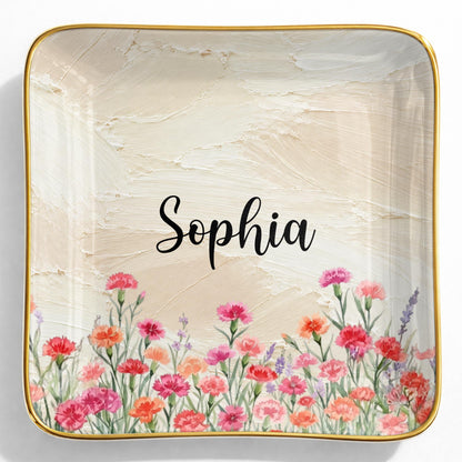 Personalized Birth Month Flower Jewelry Dish