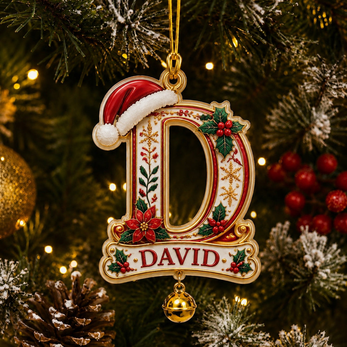 Personalized Christmas Initial Ornament – Custom Name Keepsake