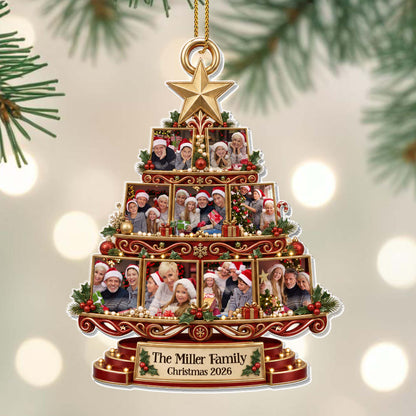 Personalized Family Christmas Photo Frame Tree Ornament
