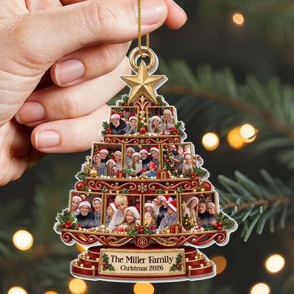 Personalized Family Christmas Photo Frame Tree Ornament