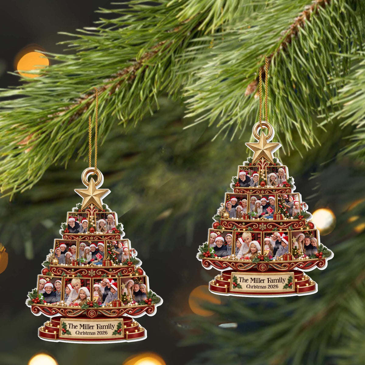 Personalized Family Christmas Photo Frame Tree Ornament