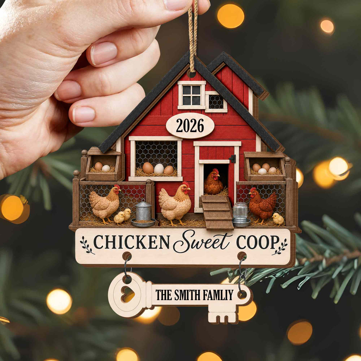 Personalized Chicken Coop Farm Wooden Ornament