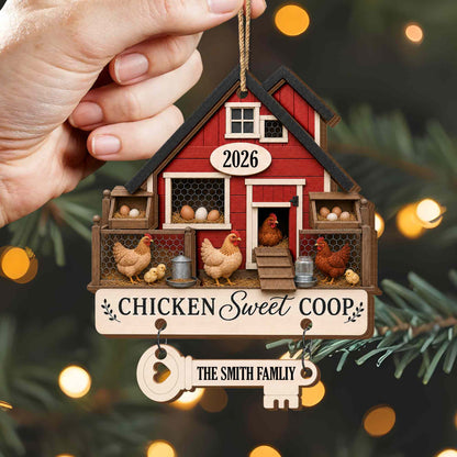 Personalized Chicken Coop Farm Wooden Ornament