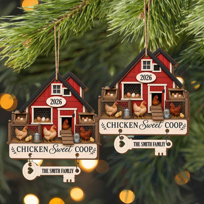 Personalized Chicken Coop Farm Wooden Ornament