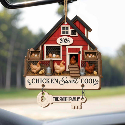 Personalized Chicken Coop Farm Wooden Ornament