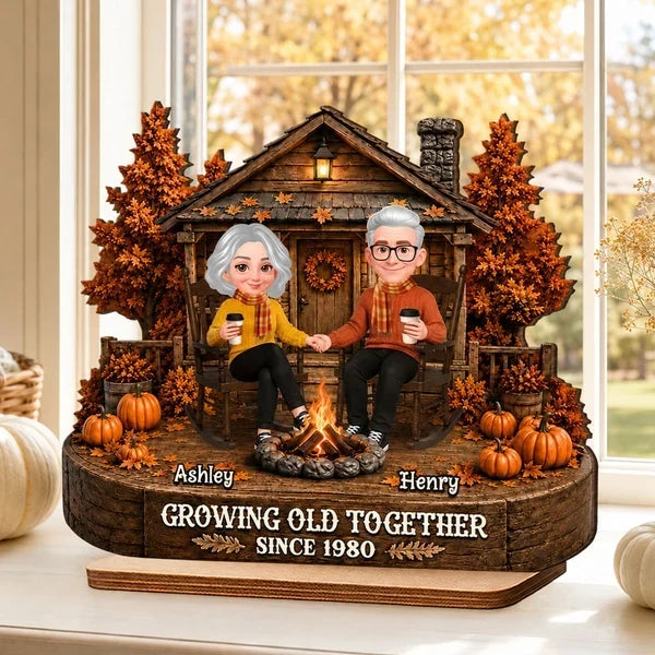 Personalized Growing Old Together Fall Cabin Plaque