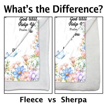 God's Promises For My Floral Cross And Butterflies - Personalized Custom Blanket - FTH193_BLK