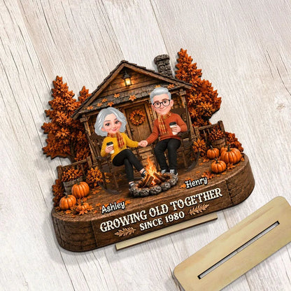 Personalized Growing Old Together Fall Cabin Plaque