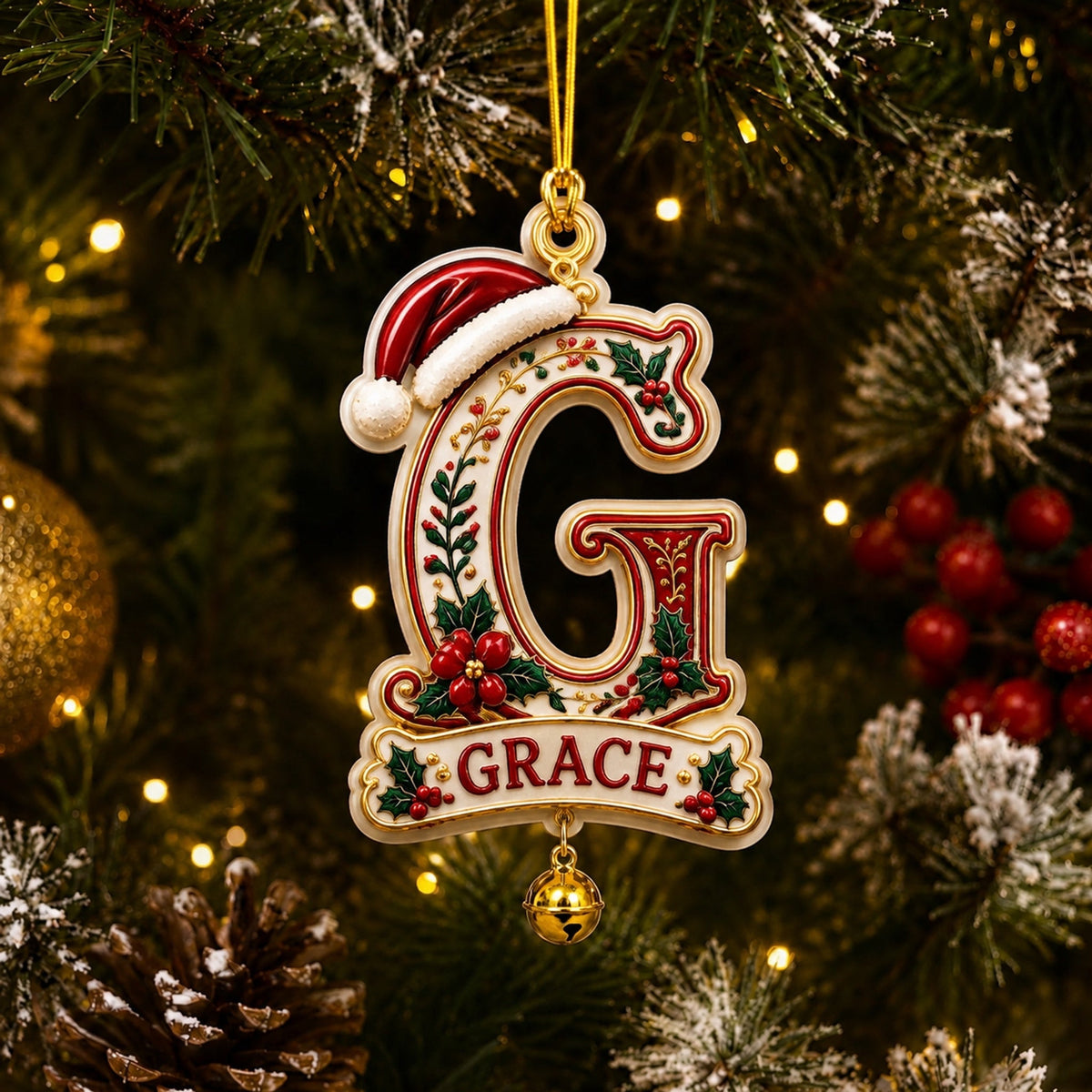 Personalized Christmas Initial Ornament – Custom Name Keepsake