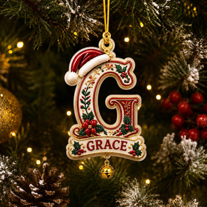 Personalized Christmas Initial Ornament – Custom Name Keepsake