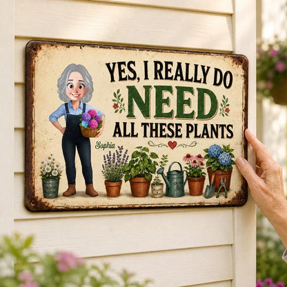 Personalized Gardening Girl Plant Lover Iron Sign