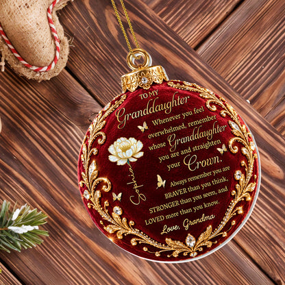 Personalized Granddaughter Crown Birth Flower Ornament