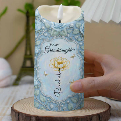Personalized Granddaughter Birth Flower LED Candle
